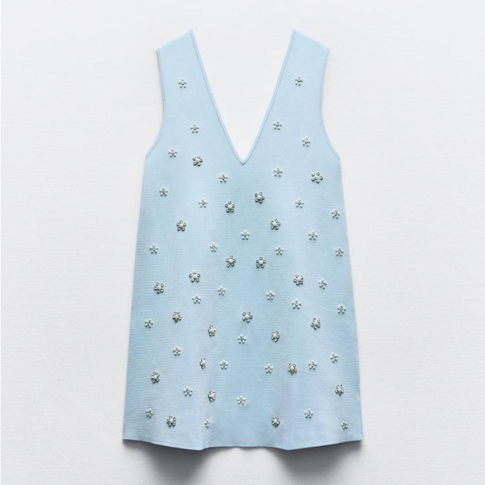 Zara BEADED JEWEL KNIT MINI DRESS